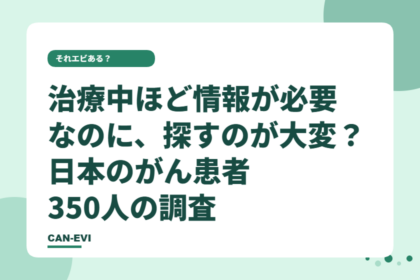 治療中ほど情報が必要なのに、探すのが大変？日本のがん患者350人の調査